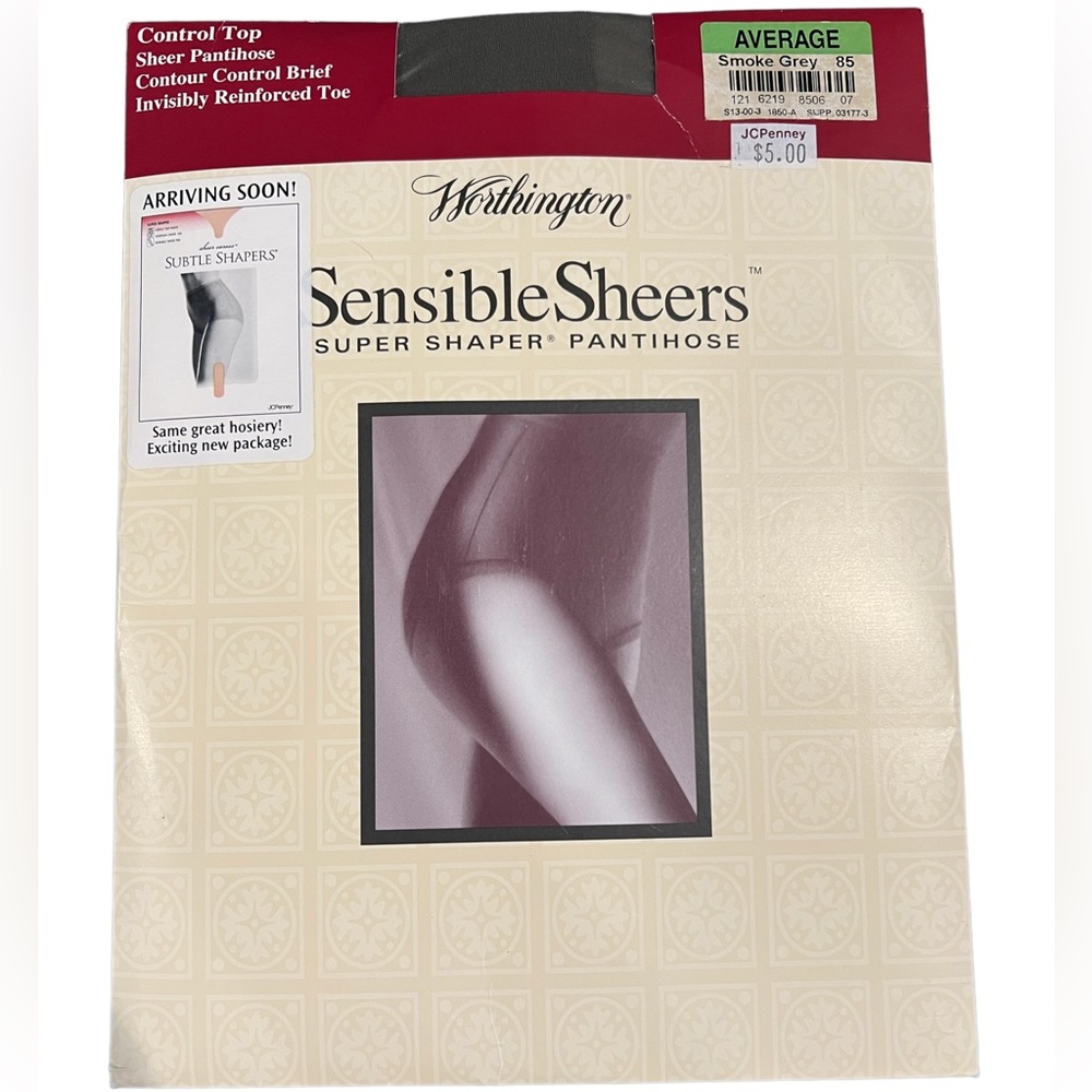 Worthington Sensible Sheers Control Top Brief Pantihose Smoke Grey Sz Average